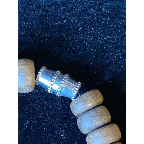 21" Chunky Wooden Bead Necklace With Geometric Shapes and Barrel Clasp - Picture 2 of 3